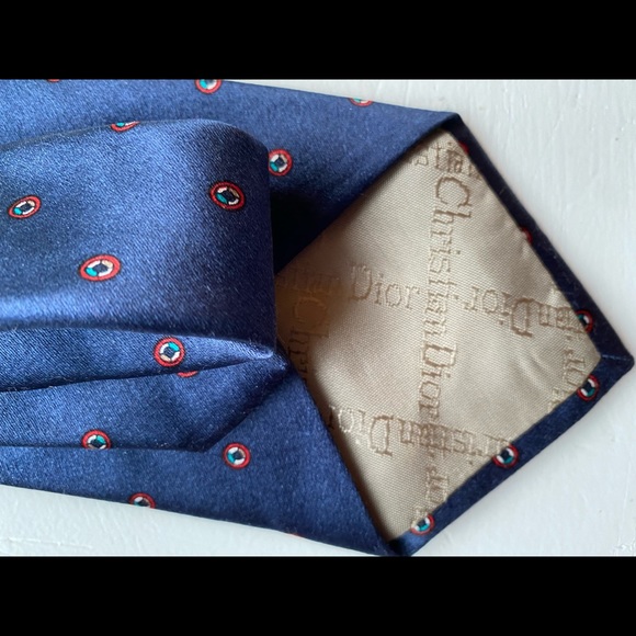 Christian Dior Silk Blue and Red Dot NeckTie - Picture 4 of 6